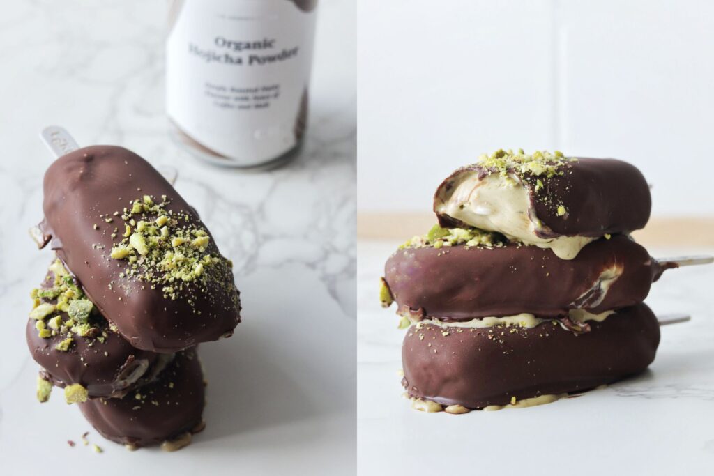 AVANTCHA Organic Hojicha Powder made in to Hojicha Magnum Ice Cream
