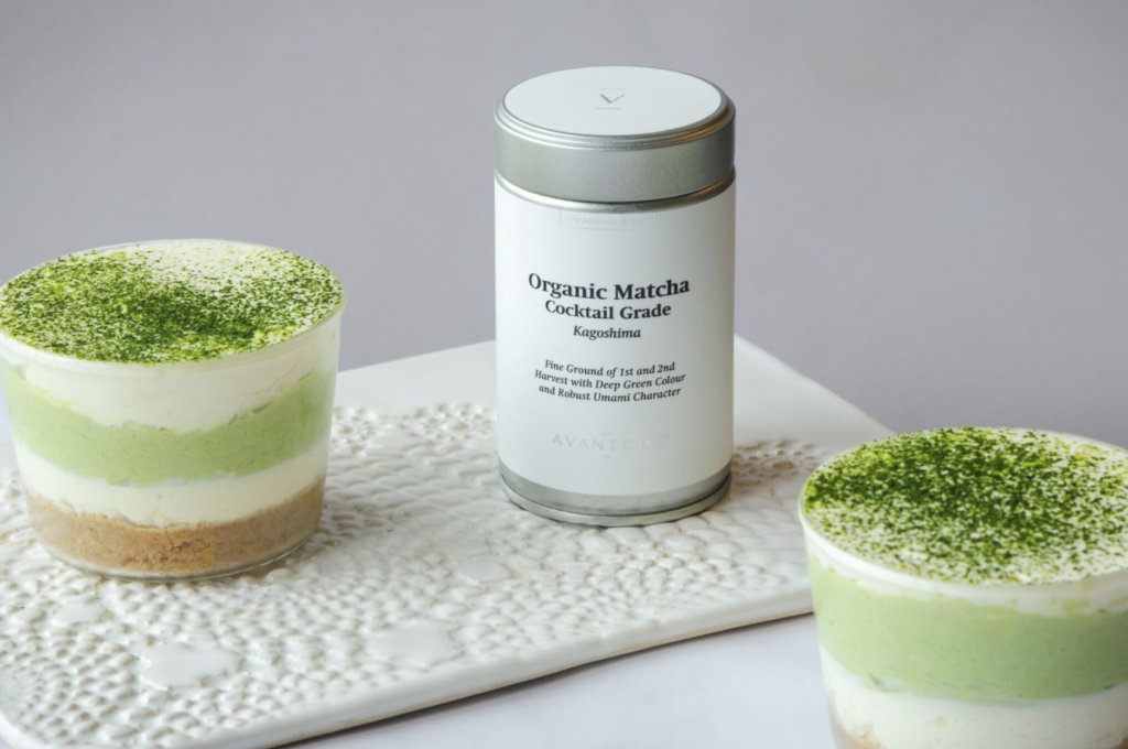 AVANTCHA Organic Matcha Cocktail Grade in Matcha Cheesecake