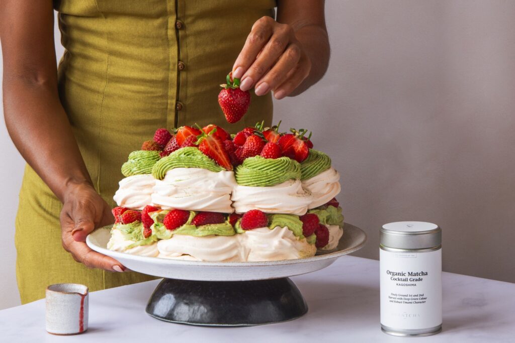 Organic Matcha Cocktail Grade Kagoshima in Matcha Summer Berry Pavlova